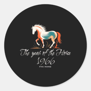 Year of The Horse 1966 Fire Horse 1966 Birthday Classic Round Sticker