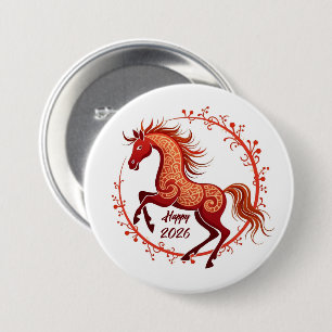 Year of the Horse 2026 7.5 Cm Round Badge