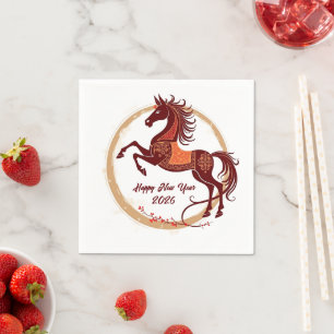 Year of the Horse 2026 Brown color Napkin