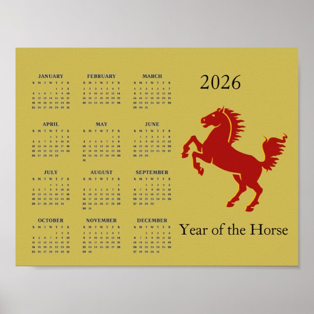 Year of the Horse 2026 Calendar Poster (Front)