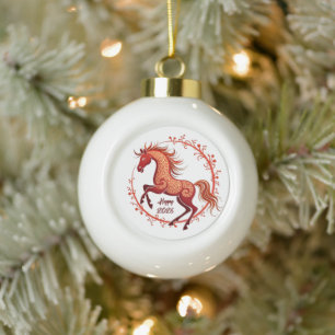 Year of the Horse 2026 Ceramic Ball Christmas Ornament