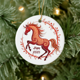 Year of the Horse 2026 Ceramic Tree Decoration