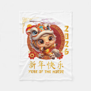 Year Of The Horse 2026 Chinese Lunar New Year 2026 Fleece Blanket