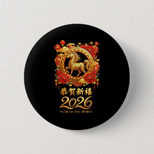 Year Of The Horse 2026 Chinese Lunar New Year Cele 6 Cm Round Badge