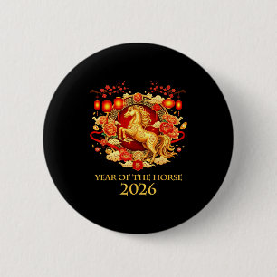 Year Of The Horse 2026 Chinese New Year Horse Lant 6 Cm Round Badge