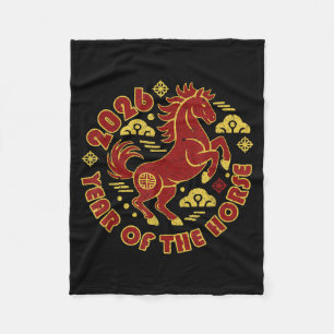 Year Of The Horse 2026 Chinese New Year Horse Lant Fleece Blanket