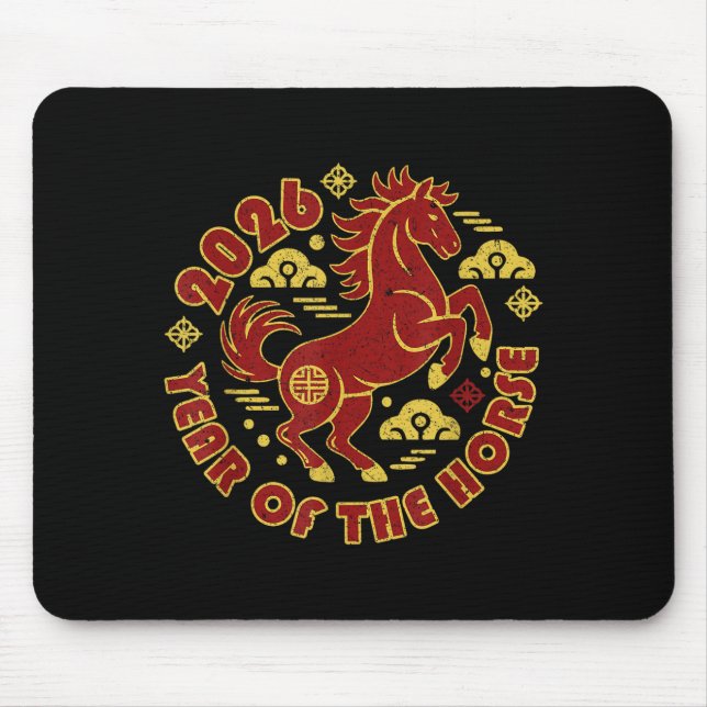 Year Of The Horse 2026 Chinese New Year Horse Lant Mouse Mat (Front)