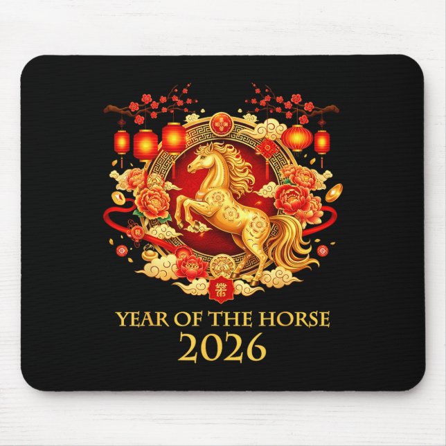 Year Of The Horse 2026 Chinese New Year Horse Lant Mouse Mat (Front)
