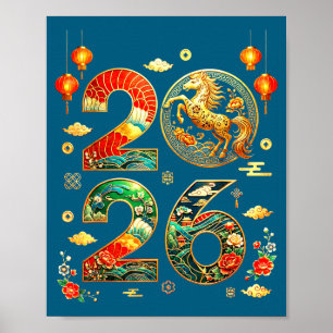 Year Of The Horse 2026 Chinese New Year Lunar New  Poster