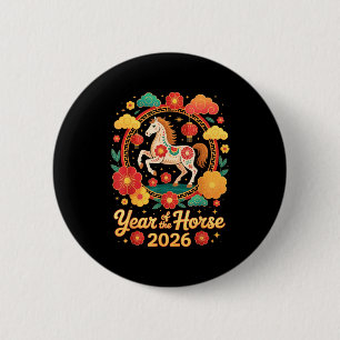 Year Of The Horse 2026 Chinese New Year Men Women  6 Cm Round Badge