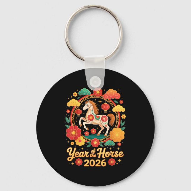 Year Of The Horse 2026 Chinese New Year Men Women  Key Ring (Front)