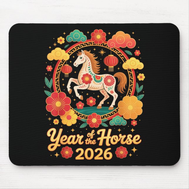 Year Of The Horse 2026 Chinese New Year Men Women  Mouse Mat (Front)