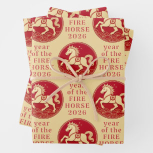 Year of the Horse 2026 Chinese New Year  Wrapping Paper Sheet