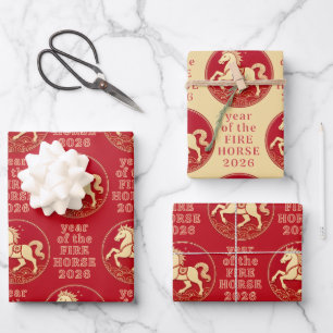 Year of the Horse 2026 Chinese New Year  Wrapping Paper Sheet