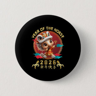 Year Of The Horse 2026 Cute Chinese Lunar New Year 6 Cm Round Badge
