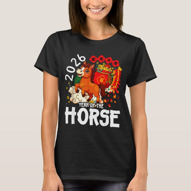 Year Of The Horse 2026 Cute Chinese Lunar New Year T-Shirt (Front)