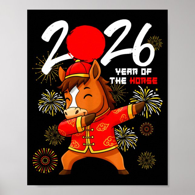 Year Of The Horse 2026 Dabbing Horse Chinese New Y Poster (Front)