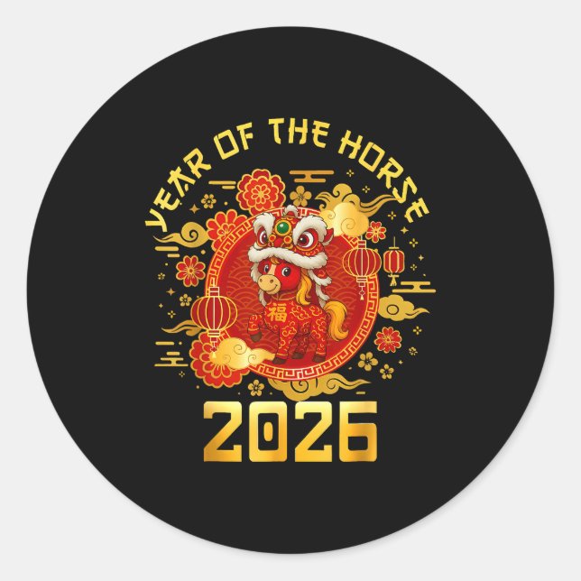 Year Of The Horse 2026 Family Matching Mens Womens Classic Round Sticker (Front)