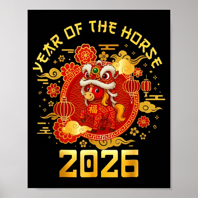 Year Of The Horse 2026 Family Matching Mens Womens Poster (Front)