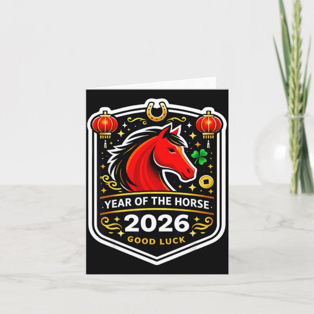 Year Of The Horse 2026 Good Fortune Horsescute Ss  Card (Front)