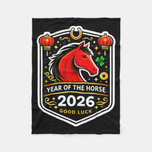 Year Of The Horse 2026 Good Fortune Horsescute Ss Fleece Blanket