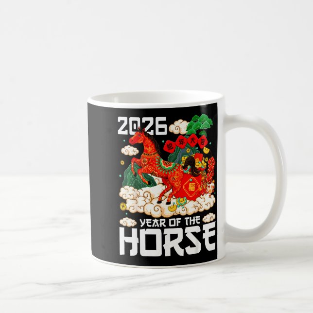 Year Of The Horse 2026 Happy Chinese Lunar New Yea Coffee Mug (Right)