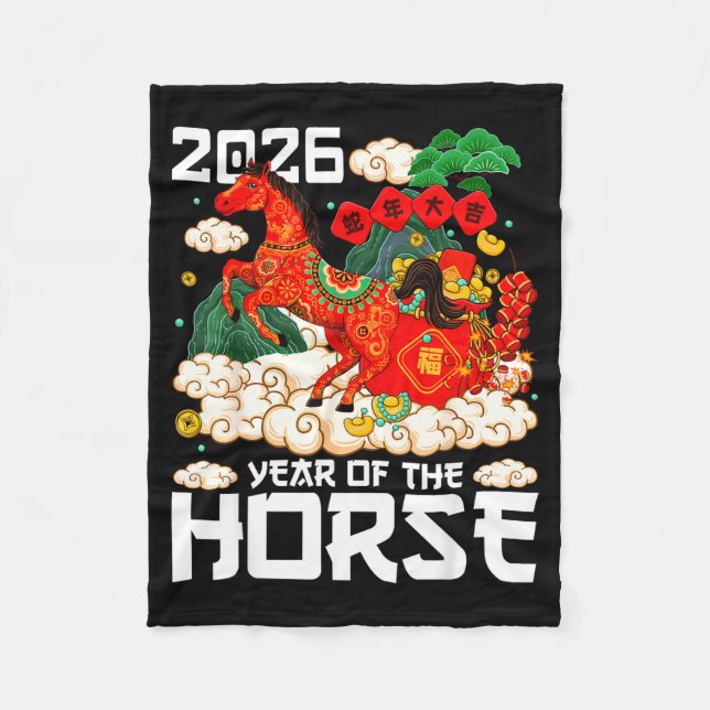 Year Of The Horse 2026 Happy Chinese Lunar New Yea Fleece Blanket (Front)