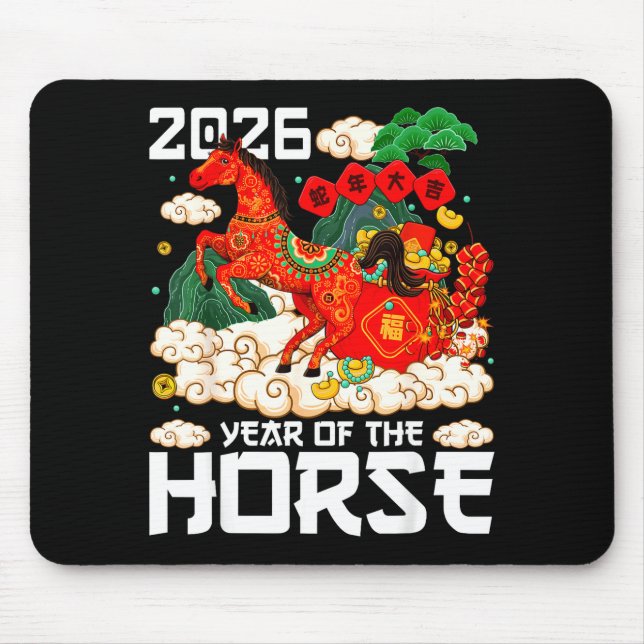 Year Of The Horse 2026 Happy Chinese Lunar New Yea Mouse Mat (Front)