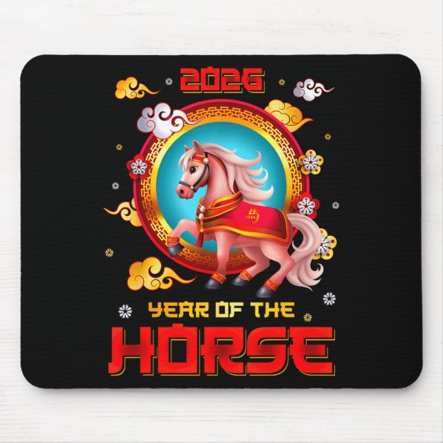 Year Of The Horse 2026 Happy Chinese New Year 2026 Mouse Mat (Front)