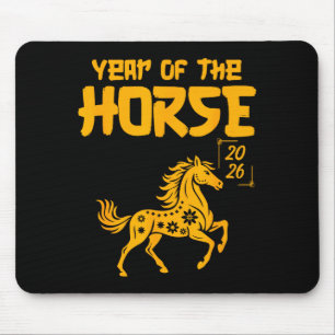 Year Of The Horse 2026 Happy New Year Golden Horse Mouse Mat
