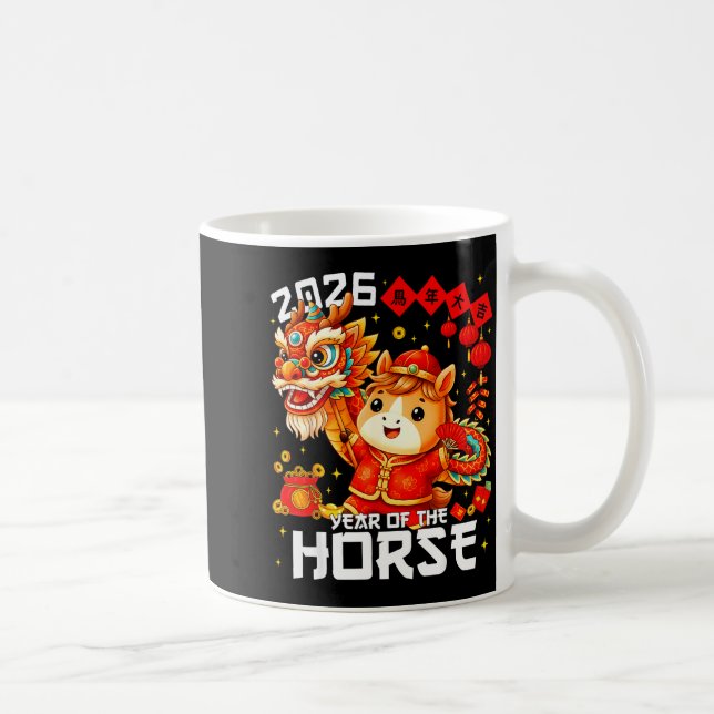 Year Of The Horse 2026 Lion Dance Chinese New Year Coffee Mug (Right)