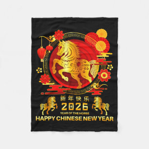 Year Of The Horse 2026 Lunar Chinese New Year Men  Fleece Blanket