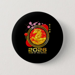 Year Of The Horse 2026 Lunar New Year Chinese Men  6 Cm Round Badge