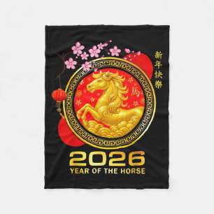 Year Of The Horse 2026 Lunar New Year Chinese Men  Fleece Blanket