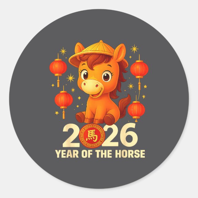 Year Of The Horse 2026 Lunar New Year Chinese New  Classic Round Sticker (Front)
