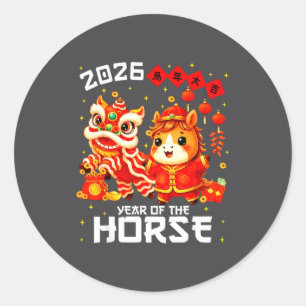 Year Of The Horse 2026 Lunar New Year Chinese New  Classic Round Sticker