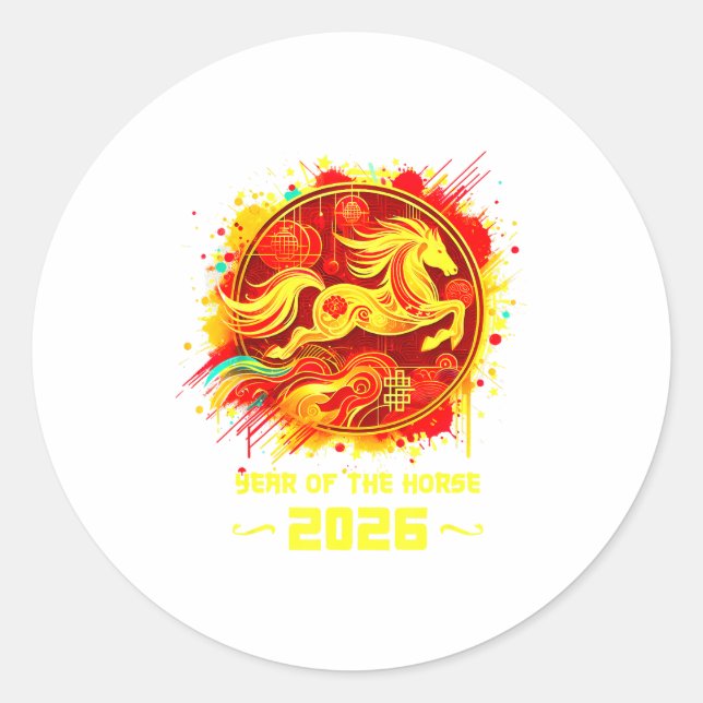 Year Of The Horse 2026 Lunar New Year Chinese New  Classic Round Sticker (Front)