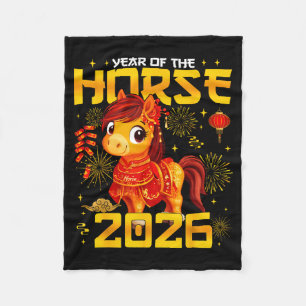 Year Of The Horse 2026 Lunar New Year Chinese New  Fleece Blanket