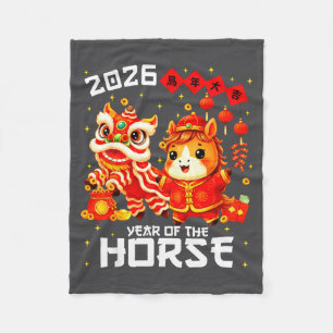 Year Of The Horse 2026 Lunar New Year Chinese New Fleece Blanket