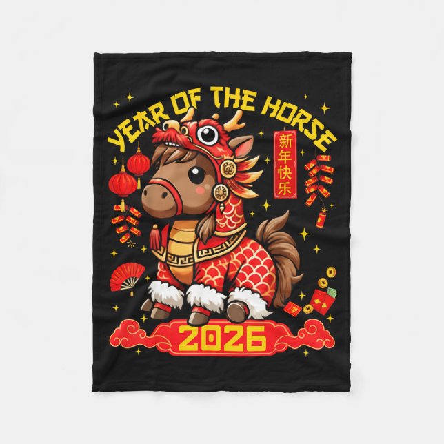 Year Of The Horse 2026 Lunar New Year Chinese New  Fleece Blanket (Front)