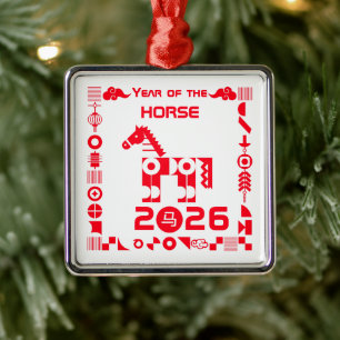 Year of the Horse 2026 Metal Tree Decoration