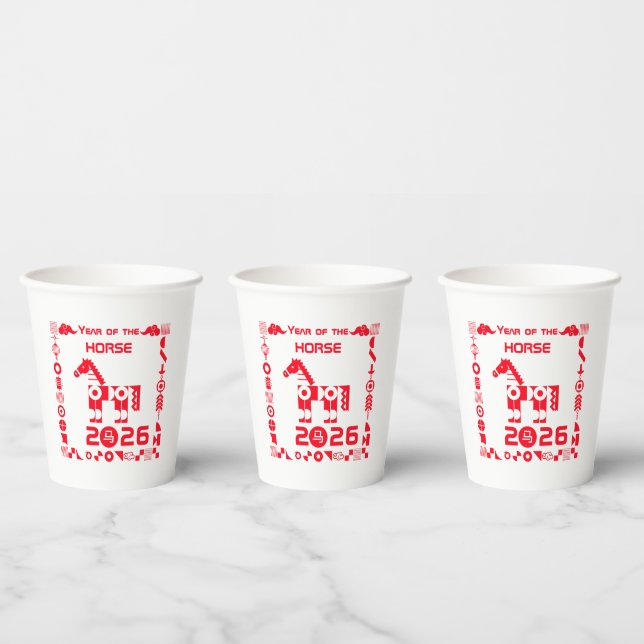 Year of the Horse 2026 Paper Cups (Multi)