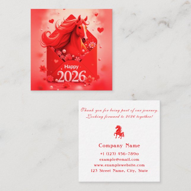Year of the Horse 2026 Square Business Card (Front/Back)