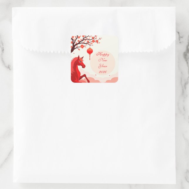 Year of the Horse 2026 Square Sticker (Bag)