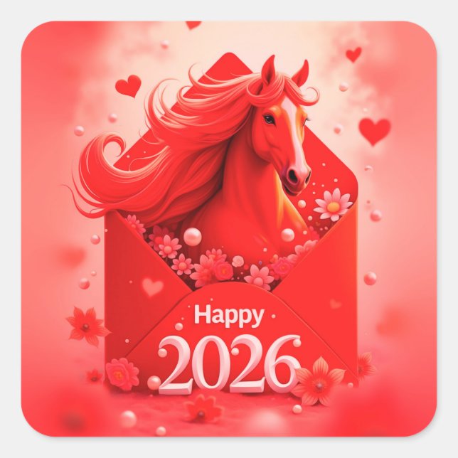 Year of the Horse 2026 Square Sticker (Front)