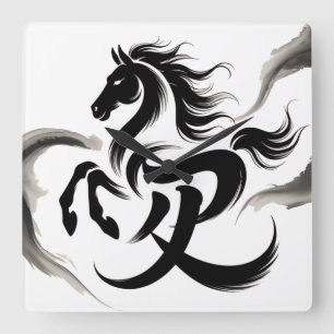 Year of the horse 2026 square wall clock