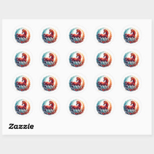 Year of the Horse 2026 Wreath Classic Round Sticker