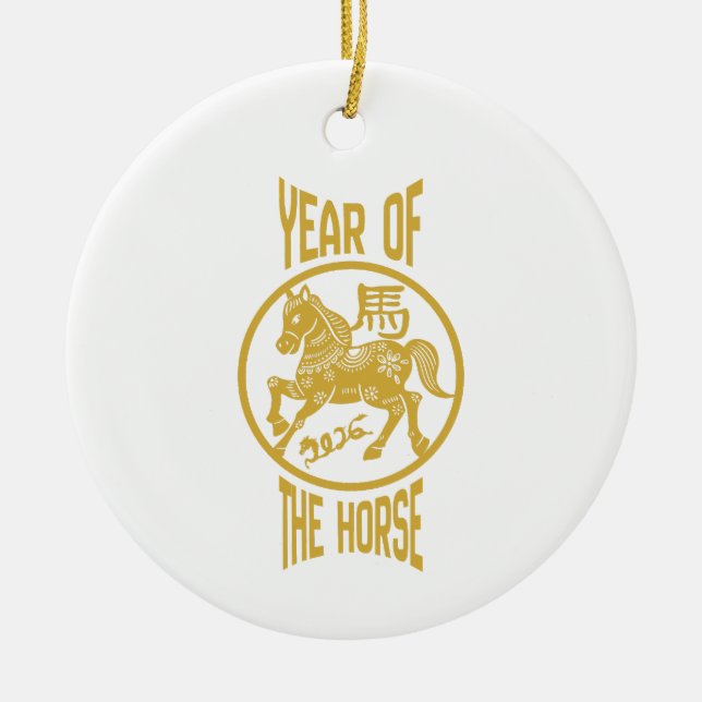 Year of The Horse Ceramic Tree Decoration (Front)