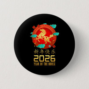 Year Of The Horse Chinese Lunar New Year 2026 Wome 6 Cm Round Badge