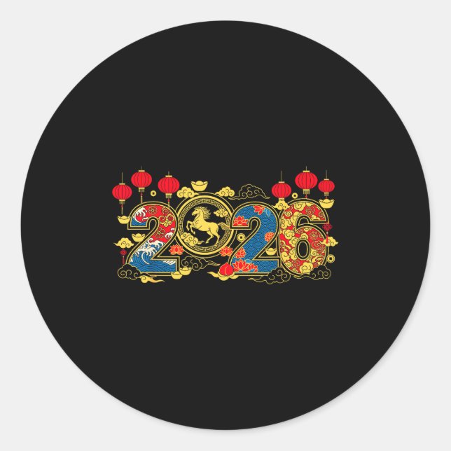 Year Of The Horse Chinese New Year 2026 Lunar New  Classic Round Sticker (Front)